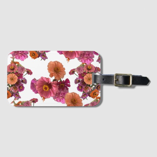 Flowers Zinnia Bouquet Maureen Girard Colorful Gepäckanhänger (Vorderseite (Horizontal))
