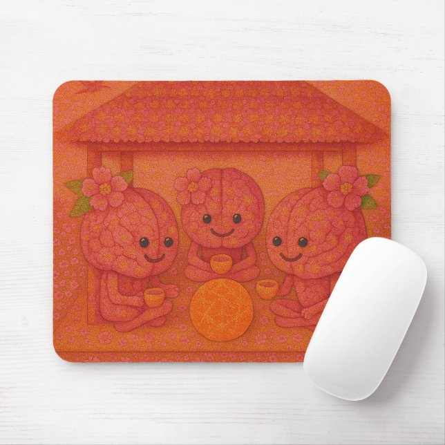 Flowery Pink Brains Mousepad (Mit Mouse)