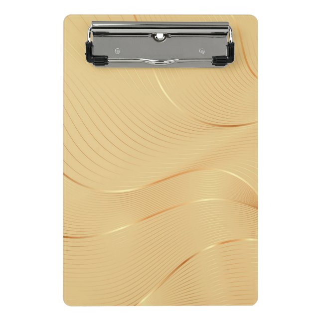 Flowing Gold Lines Luxury Abstract Background Art Mini Klemmbrett (Vorderseite)