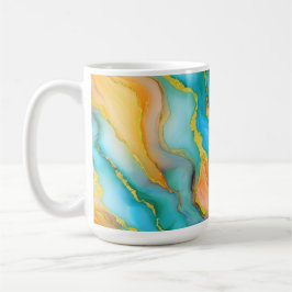 Flowing Marble Effect in Teal, Orange and Gold Kaffeetasse
