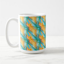 Flowing  Marble Effect  in Teal, Orange and Gold