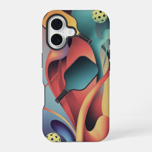 Flowing Pickleball Court Energy Art Phone Case iPhone 16 Hülle (Rückseite)