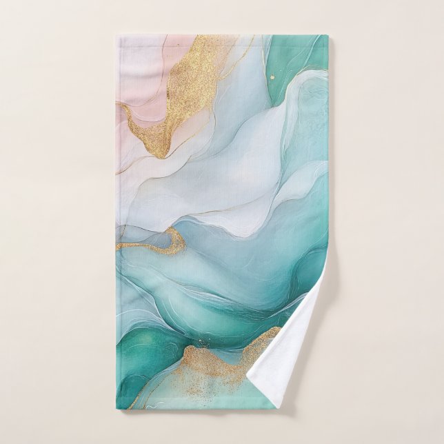 Flown Emerald und Gold Marmor Badehandtuch Set Handtuch (Handtuch)