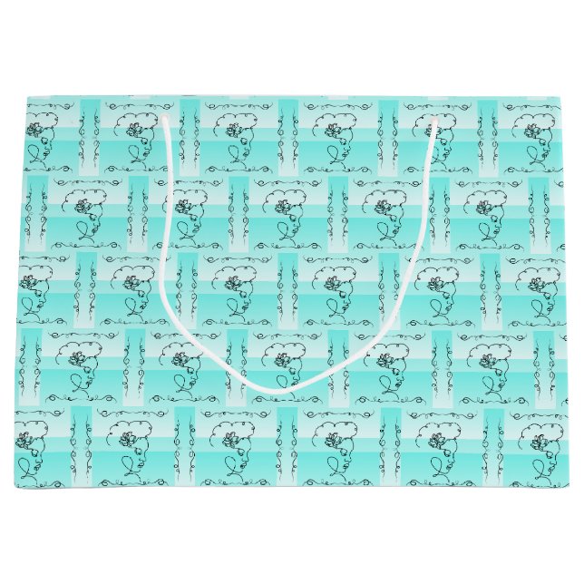 Flowntasche Beauty Aqua Horizontale Geschenktasche Große Geschenktüte (Vorderseite)
