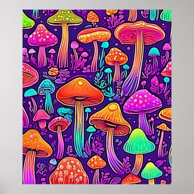 Flowy Neon Mushrooms Dance Poster (Vorne)