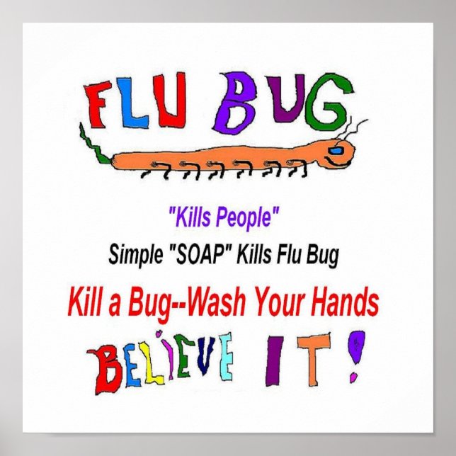 Flu Bug Wash Hands Poster (Vorne)