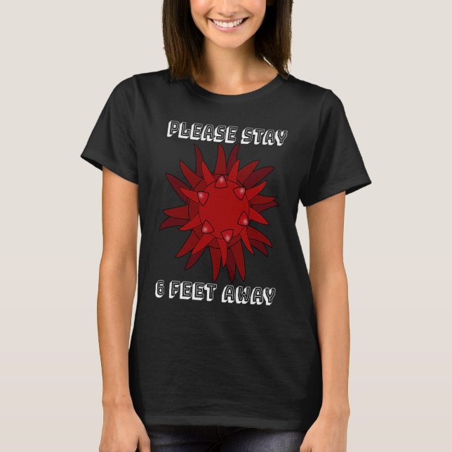 Flu Please Stay 6 Feet Away Red Microorganism T-Shirt (Vorderseite)
