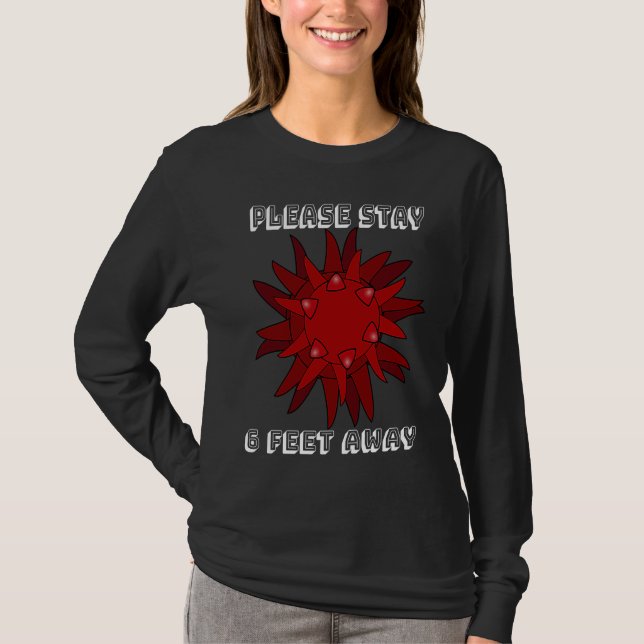 Flu Please Stay 6 Feet Away Red Microorganism T-Shirt (Vorderseite)