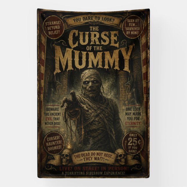 Fluch der Mummy Freak Sideshow Banner (Vertikal)