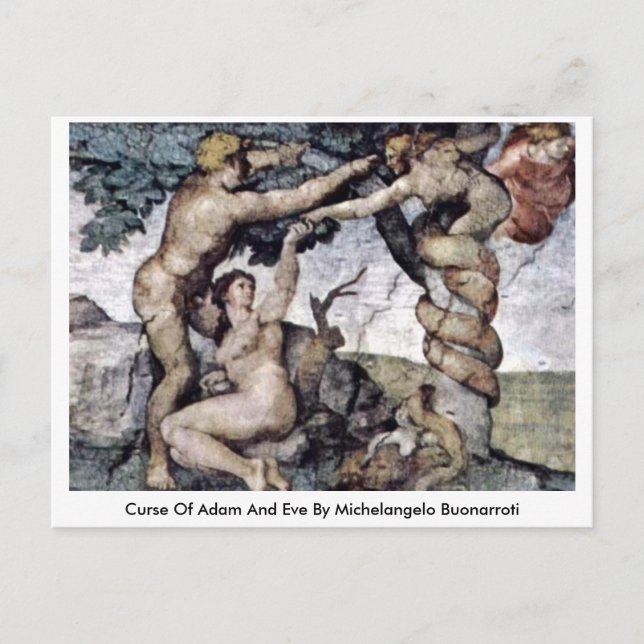 Fluch von Adam und Eva von Michelangelo Buonarroti Postkarte (Vorderseite)