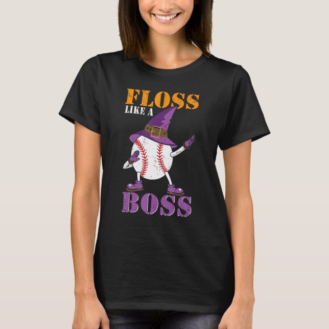 Fluch wie ein Boss Halloween-Tanz Baseballhexe T-Shirt (Vorderseite)