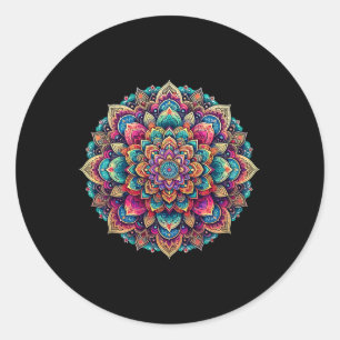 Fluch-Wort-Mandala-Grafik-T-Shirts für Frauen Runder Aufkleber