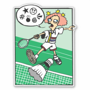 Fluchendes Badminton spielendes Mädchen Aufkleber
