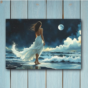 Flucht am Meer unter dem Mond   Küstenkunst Leinwanddruck