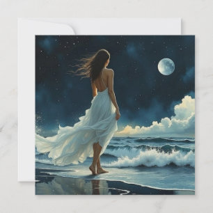 Flucht am Meer unter dem Mond Leer