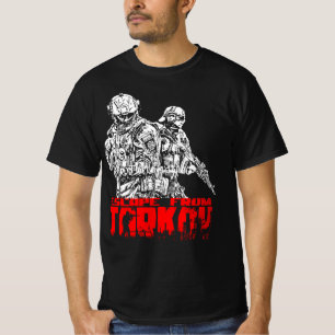 Flucht aus Tarkov weiß und rot T-Shirt