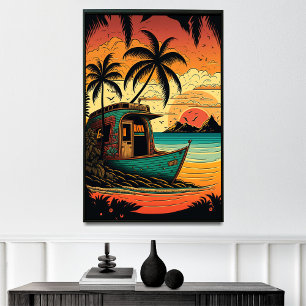 Flucht in Fidschi's Coral Reef Beach Cabanas Poster