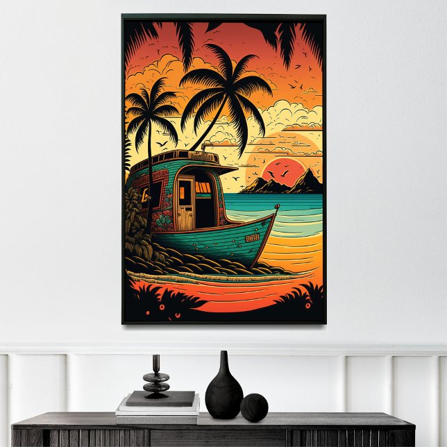 Flucht in Fidschi's Coral Reef Beach Cabanas Poster (Von Creator hochgeladen)