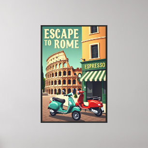 Flucht nach Rom: Retro Vintage Travel Canvas Print Leinwanddruck