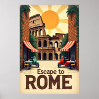 Flucht nach Rom: Retro Vintage Travel Poster