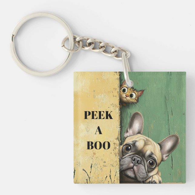 Flüchtige Blick A Boo Cat Dog Schlüsselanhänger (Vorderseite)