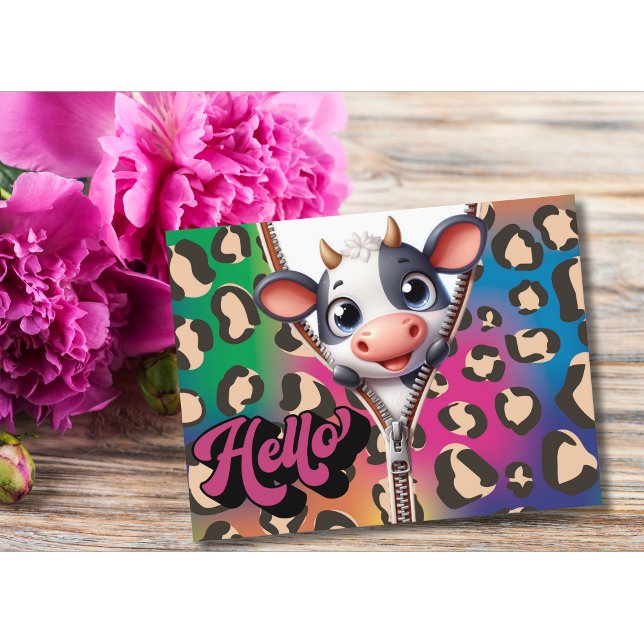 Flüchtige Blick A Boo Cow Hallo Postkarte (Von Creator hochgeladen)