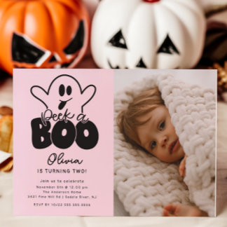 Flüchtige Blick A Boo Ghost Foto Geburtstag Einladung