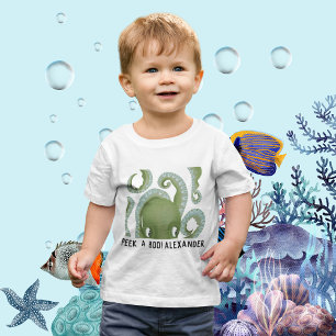 Flüchtige Blick A Boo Green Octopus Personalisiert Baby T-shirt