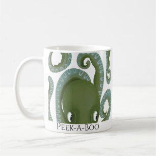 Flüchtige Blick-A-Boo-Grüner Oktopus Personalisier Kaffeetasse