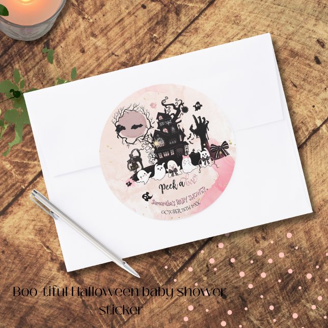 "Flüchtige Blick a Boo" Halloween Babyduschenaufkl Runder Aufkleber (Peek a Boo Halloween Baby Shower Sticker)
