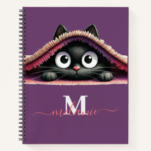 Flüchtige Blick-a-Boo Kätzchen-Skriptname Monogram Notizbuch