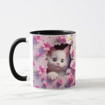 Flüchtige Blick-a-Boo Kitten Blossom Tasse