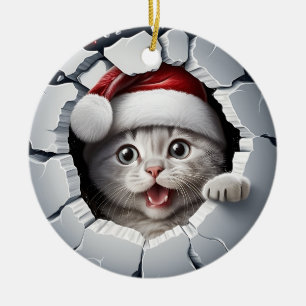 Flüchtige Blick-a-boo Kitten Weihnachten Keramik Ornament