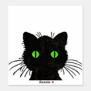 Flüchtige Blick-A-Boo-Schwarze Katze mit grünen Au Aufkleber