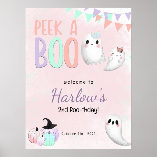 Flüchtige Blick ein Boo Pastell Halloween Geburtst Poster (Vorne)