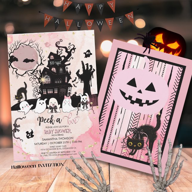 Flüchtige Blick einer Boo-Baby-Dusche Einladung -  (Peek a Boo Baby Shower Invitation - Spooky House)