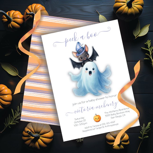 Flüchtige Blick einer Boo Halloween Ghost & Bat Ba Einladung (Von Creator hochgeladen)