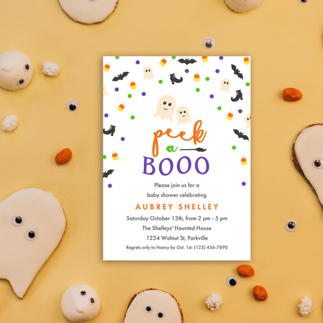 Flüchtige Blick einer Boo Halloween Kinderdusche E Einladung (Peek a booo Halloween theme baby shower invitation)