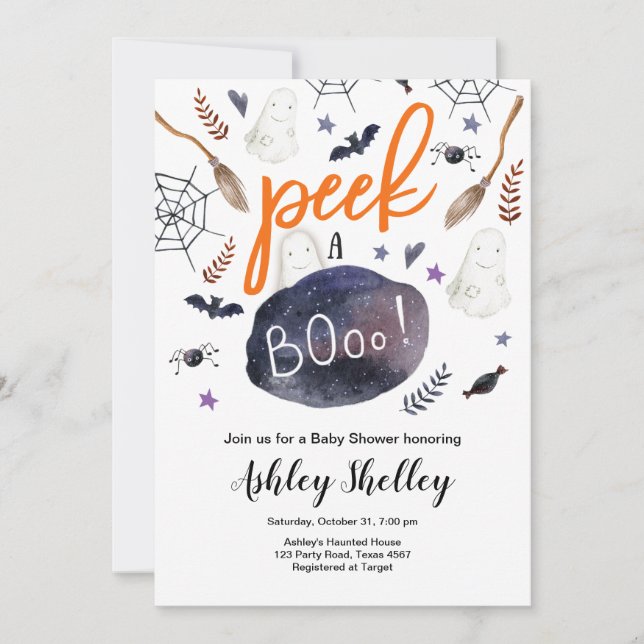 Flüchtige Blick einer neutralen Babydusche für Boo Einladung (Vorderseite)
