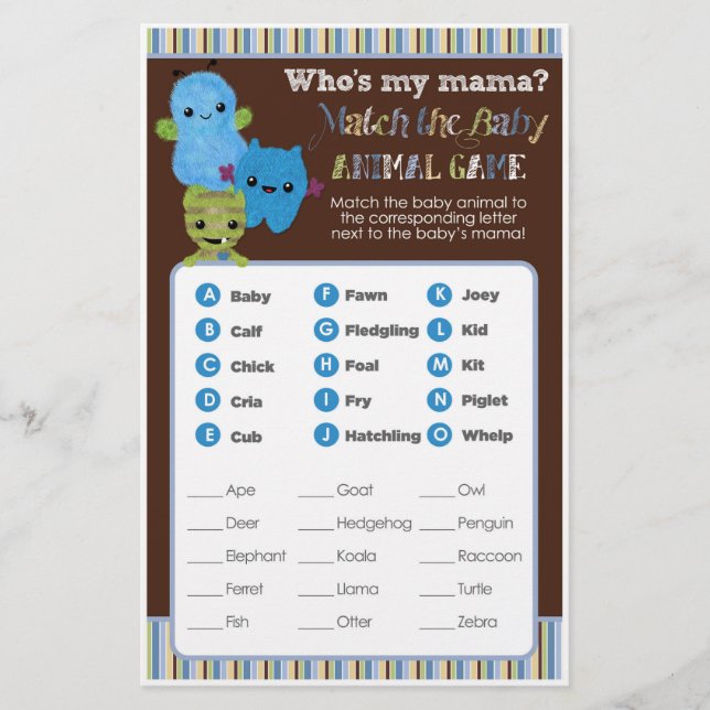 Flüchtige Blick eines Boo Monsters Baby Shower Gam (Vorderseite)