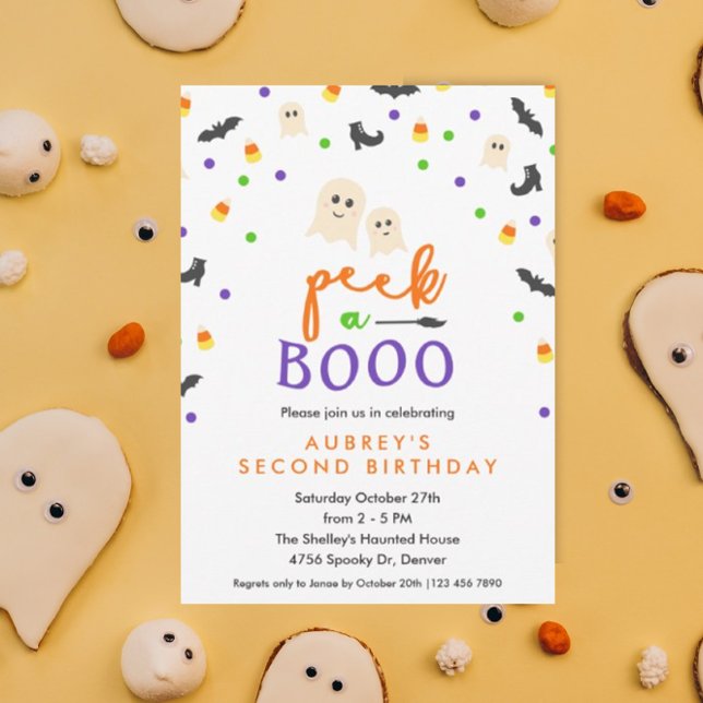 Flüchtige Blick eines Booo-Niedliche Geburtstag-Pa Einladung (Peek a booo kiddo's Halloween themed birthday invitation)
