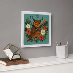 Flüchtige Eule und Blume Uhr