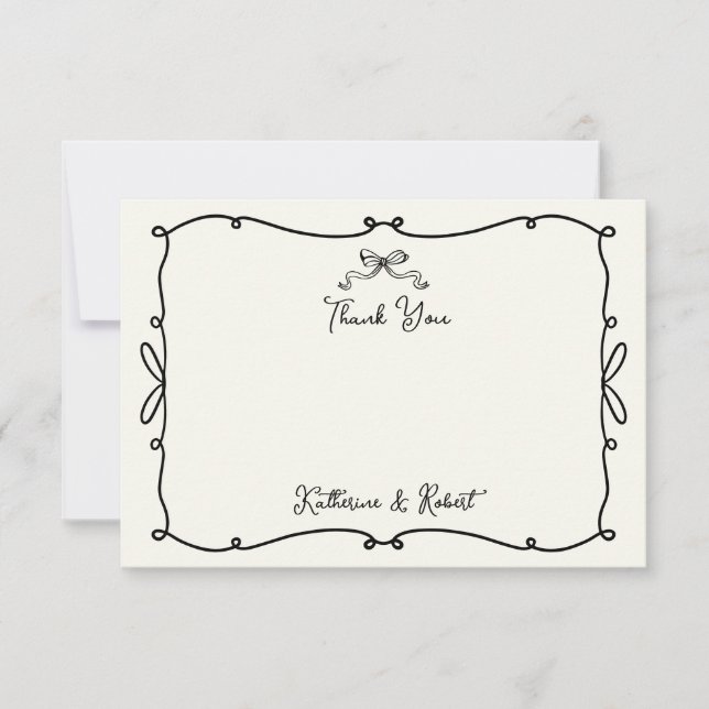 Flüchtige Hand gezeichnete Bogen Hochzeit Danke Ka (Vorderseite)