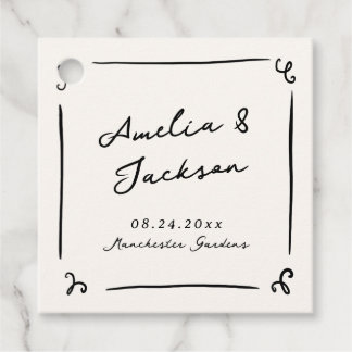 Flüchtige handgezeichnete Hochzeit Geschenkanhänger