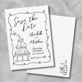 Flüchtige, handgezeichnete Hochzeit rettet das Dat Save The Date