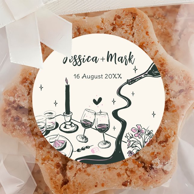 Flüchtige handgezeichnete Hochzeit Runder Aufkleber (Von Creator hochgeladen)