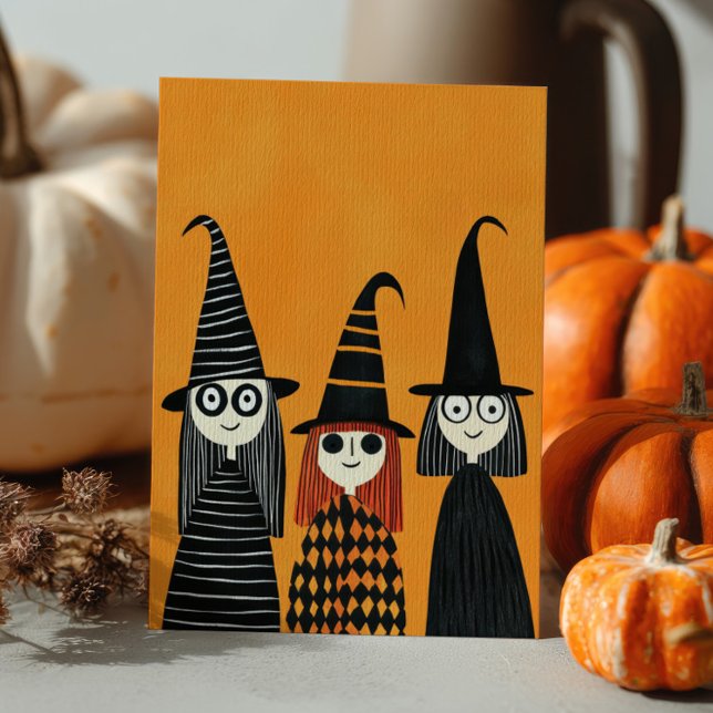 Flüchtige Hexen Niedlich und unheimlich Halloween Postkarte (Von Creator hochgeladen)