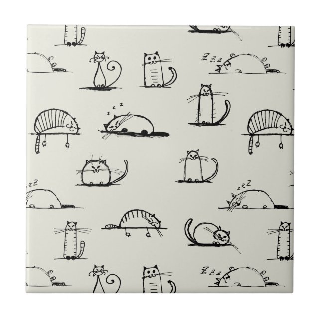 Flüchtige Katzen Fliese (Vorderseite)