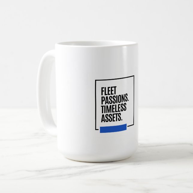 FLÜCHTIGE LEIDENSCHAFTEN. ZEITLOSE VERMÖGENSWERTE. KAFFEETASSE (Vorderseite Links)