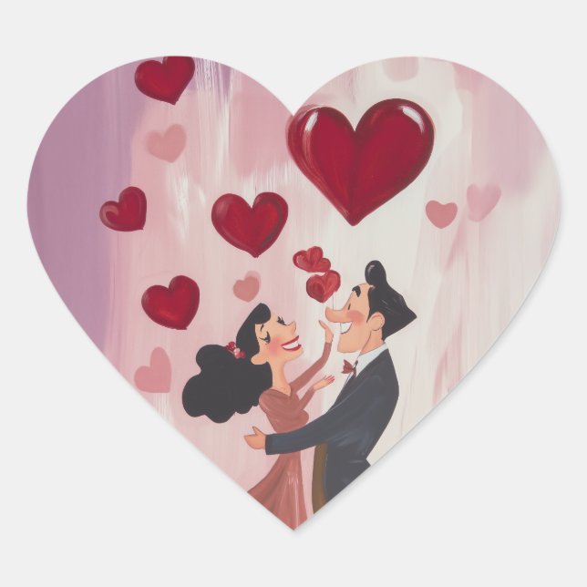 Flüchtige Liebe in der Luft Herz-Aufkleber (Vorderseite)